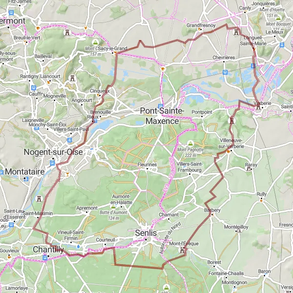 Map miniature of "The Gravel Adventure" cycling inspiration in Picardie, France. Generated by Tarmacs.app cycling route planner