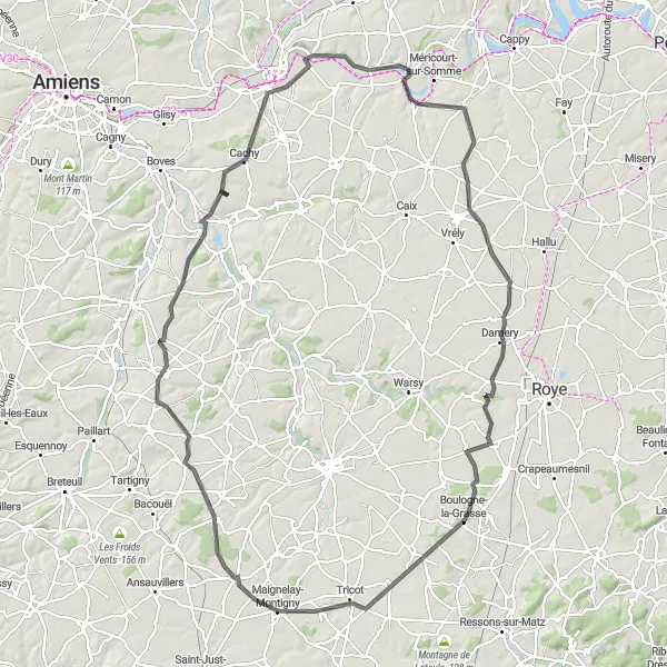 Map miniature of "The Great Picardie Tour" cycling inspiration in Picardie, France. Generated by Tarmacs.app cycling route planner