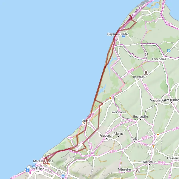 Map miniature of "Coast and Countryside" cycling inspiration in Picardie, France. Generated by Tarmacs.app cycling route planner