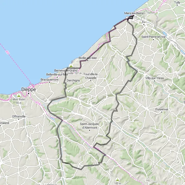 Map miniature of "The Mountain Challenge" cycling inspiration in Picardie, France. Generated by Tarmacs.app cycling route planner