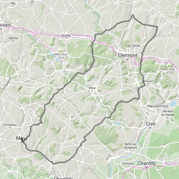 Map miniature of "Cultural Delights" cycling inspiration in Picardie, France. Generated by Tarmacs.app cycling route planner