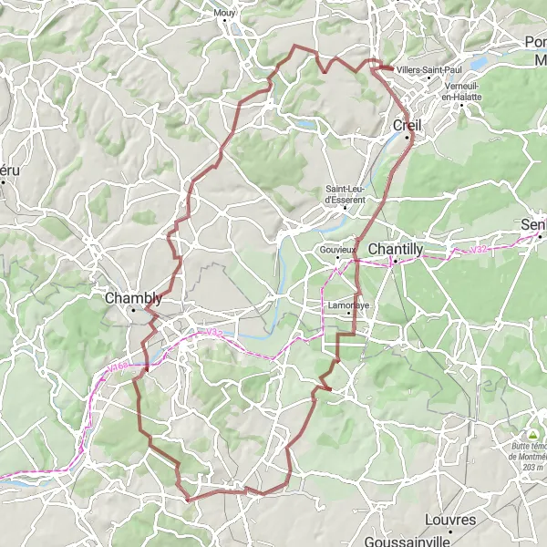 Miniature de la carte de l'inspiration cycliste "Le Charme du Paysage Oisien" dans la Picardie, France. Générée par le planificateur d'itinéraire cycliste Tarmacs.app