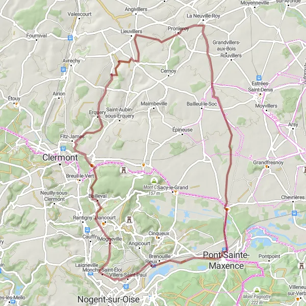 Miniature de la carte de l'inspiration cycliste "Escapade Champêtre en Picardie" dans la Picardie, France. Générée par le planificateur d'itinéraire cycliste Tarmacs.app