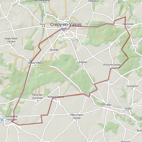 Miniature de la carte de l'inspiration cycliste "Boucle des Vallées de l'Oise" dans la Picardie, France. Générée par le planificateur d'itinéraire cycliste Tarmacs.app