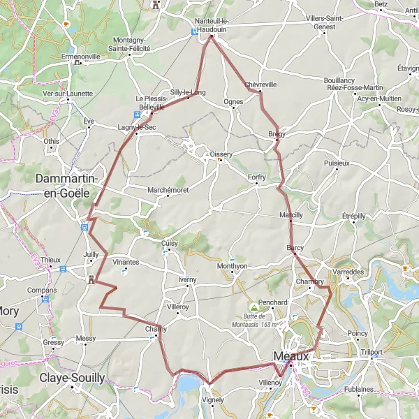 Miniature de la carte de l'inspiration cycliste "Circuit des Villages de l'Oise" dans la Picardie, France. Générée par le planificateur d'itinéraire cycliste Tarmacs.app