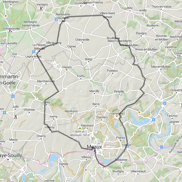 Miniature de la carte de l'inspiration cycliste "Les trésors cachés de Picardie à vélo" dans la Picardie, France. Générée par le planificateur d'itinéraire cycliste Tarmacs.app
