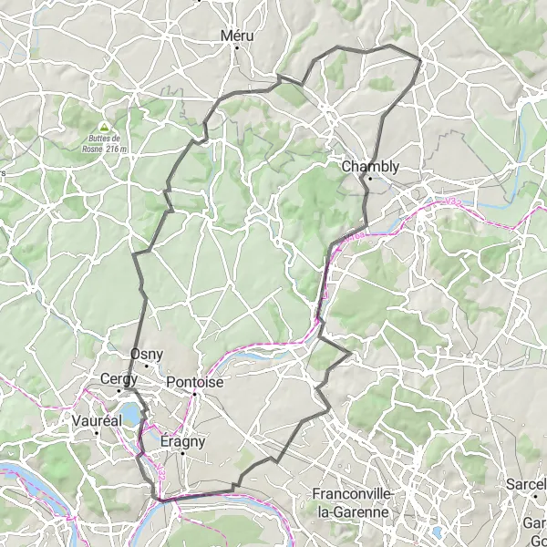 Map miniature of "Picturesque Road Cycling Route from Neuilly-en-Thelle to Esches" cycling inspiration in Picardie, France. Generated by Tarmacs.app cycling route planner