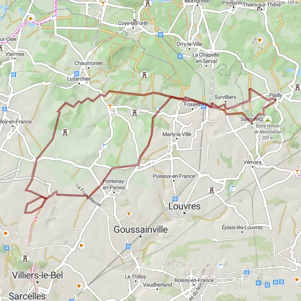 Miniature de la carte de l'inspiration cycliste "Escapade nature autour de Montmélian" dans la Picardie, France. Générée par le planificateur d'itinéraire cycliste Tarmacs.app