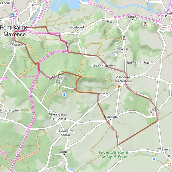 Map miniature of "The Verberie Adventure" cycling inspiration in Picardie, France. Generated by Tarmacs.app cycling route planner