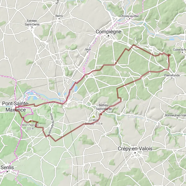 Map miniature of "Mountain Delight" cycling inspiration in Picardie, France. Generated by Tarmacs.app cycling route planner