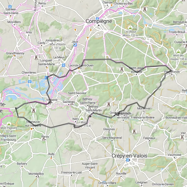 Map miniature of "Pontpoint Challenge" cycling inspiration in Picardie, France. Generated by Tarmacs.app cycling route planner