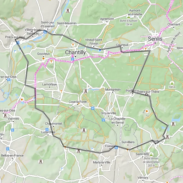 Map miniature of "Saint-Leu-d'Esserent Circuit: Road Cycling Adventure" cycling inspiration in Picardie, France. Generated by Tarmacs.app cycling route planner