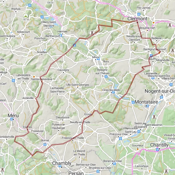 Map miniature of "Gravel Cycling around Rantigny" cycling inspiration in Picardie, France. Generated by Tarmacs.app cycling route planner