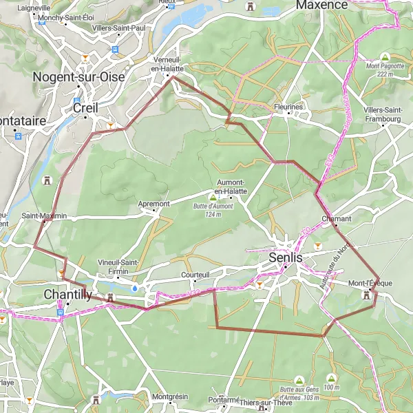 Miniature de la carte de l'inspiration cycliste "Sentiers de Charme" dans la Picardie, France. Générée par le planificateur d'itinéraire cycliste Tarmacs.app