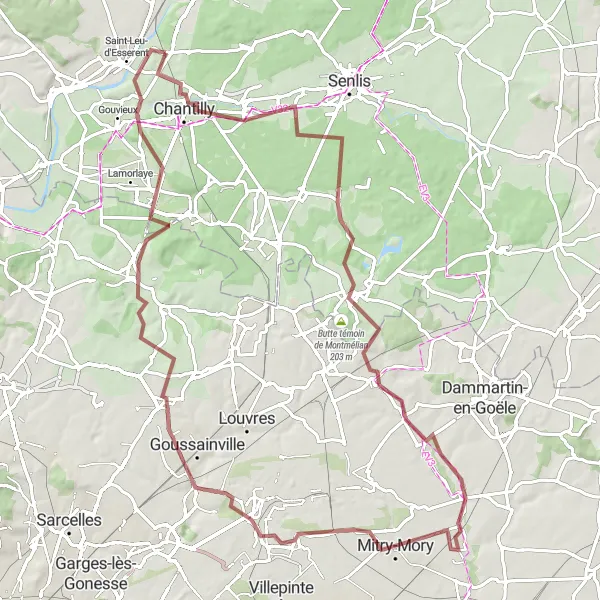 Map miniature of "The Chantilly Loop" cycling inspiration in Picardie, France. Generated by Tarmacs.app cycling route planner