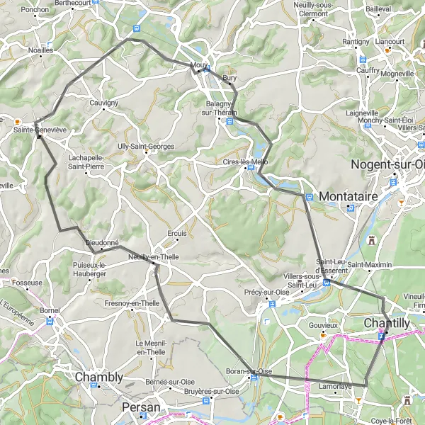 Map miniature of "Scenic Road Cycling in Picardie" cycling inspiration in Picardie, France. Generated by Tarmacs.app cycling route planner