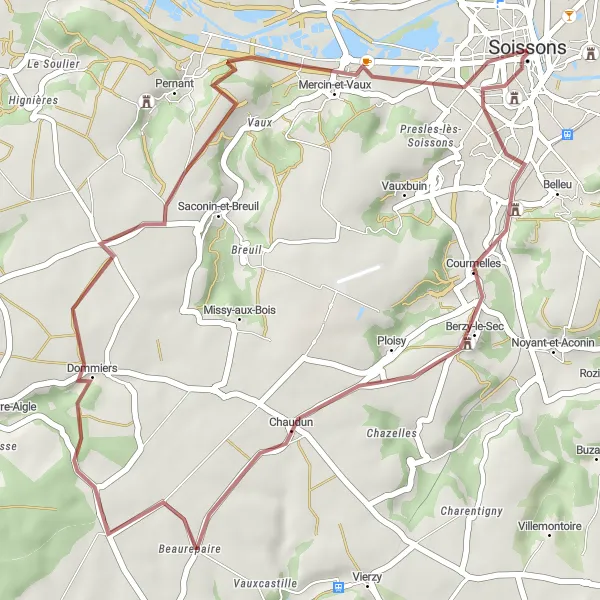 Map miniature of "Scenic Excursion" cycling inspiration in Picardie, France. Generated by Tarmacs.app cycling route planner