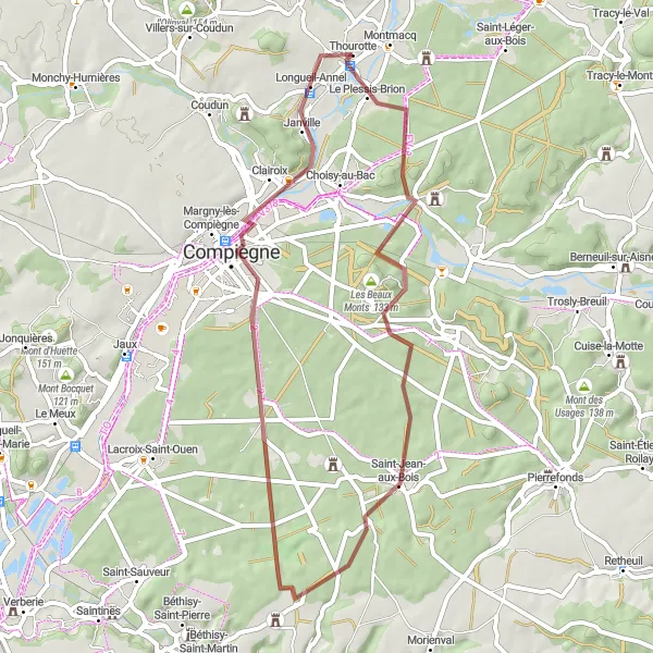 Map miniature of "The Tremble Trail" cycling inspiration in Picardie, France. Generated by Tarmacs.app cycling route planner