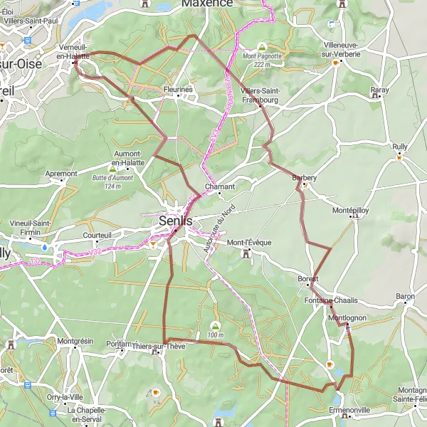 Map miniature of "Gravel adventure to Vestiges du château royal Henri IV" cycling inspiration in Picardie, France. Generated by Tarmacs.app cycling route planner