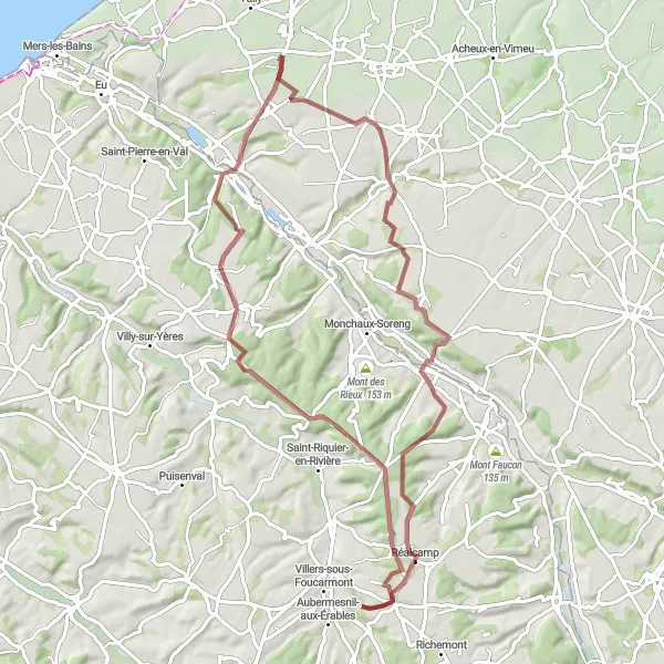 Map miniature of "Gravel Adventure" cycling inspiration in Picardie, France. Generated by Tarmacs.app cycling route planner