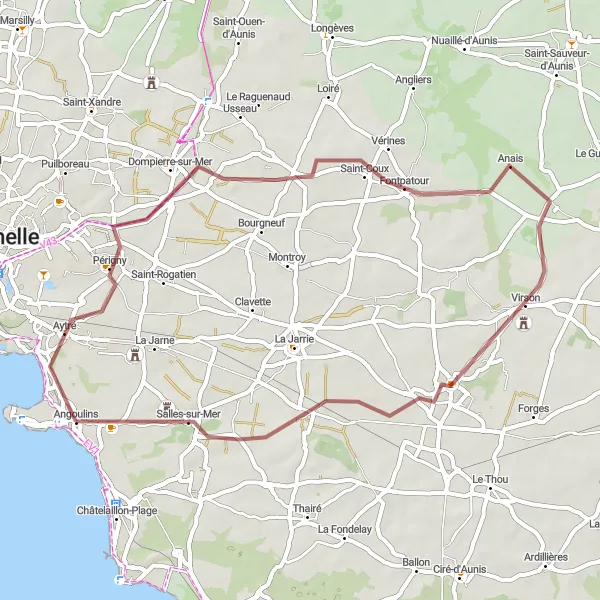 Miniature de la carte de l'inspiration cycliste "Bucolique à Virson" dans la Poitou-Charentes, France. Générée par le planificateur d'itinéraire cycliste Tarmacs.app