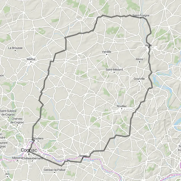 Map miniature of "The Road to Château de François-Ier" cycling inspiration in Poitou-Charentes, France. Generated by Tarmacs.app cycling route planner