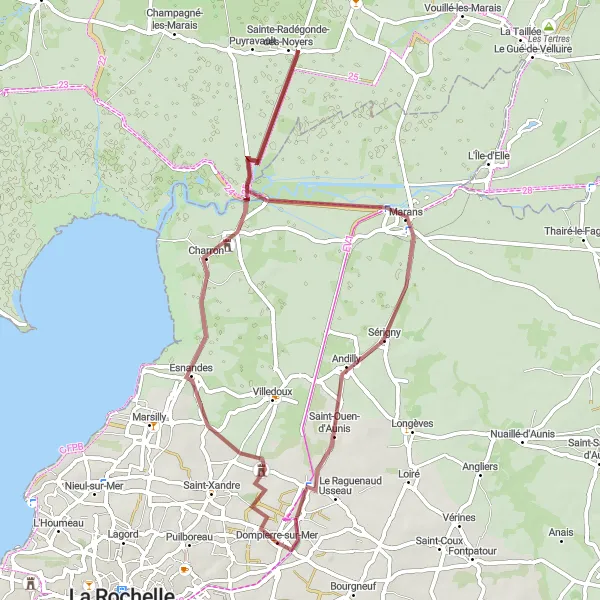 Miniature de la carte de l'inspiration cycliste "Le Tour des Châteaux" dans la Poitou-Charentes, France. Générée par le planificateur d'itinéraire cycliste Tarmacs.app