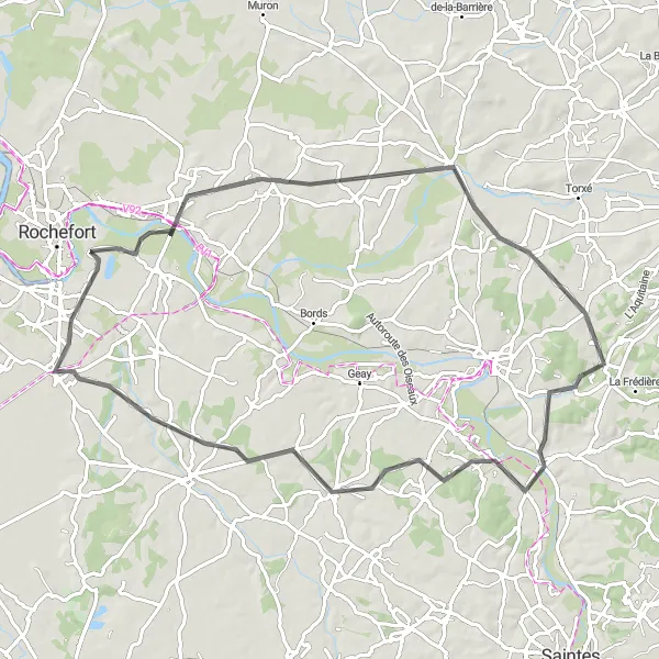 Map miniature of "Road Cycling Route to Saint-Porchaire and Port-d'Envaux" cycling inspiration in Poitou-Charentes, France. Generated by Tarmacs.app cycling route planner
