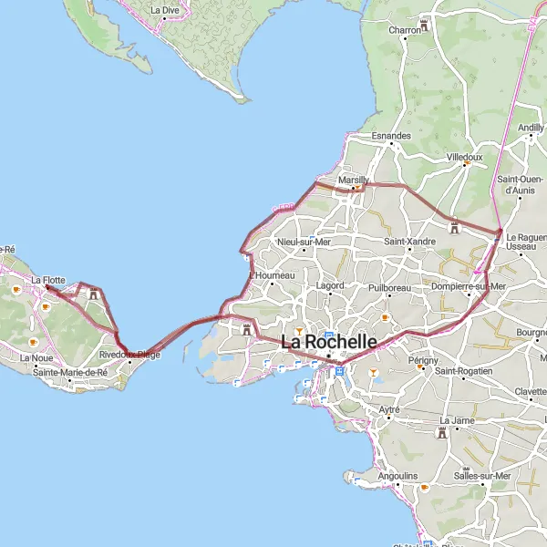 Map miniature of "Exploring Ancient Abbeys and Stunning Landscapes" cycling inspiration in Poitou-Charentes, France. Generated by Tarmacs.app cycling route planner