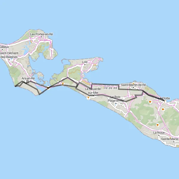 Map miniature of "La Flotte to Saint-Martin-de-Ré loop" cycling inspiration in Poitou-Charentes, France. Generated by Tarmacs.app cycling route planner