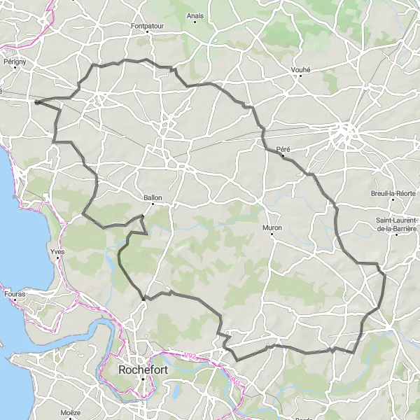 Map miniature of "Coastal and Countryside Delights" cycling inspiration in Poitou-Charentes, France. Generated by Tarmacs.app cycling route planner