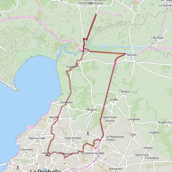 Map miniature of "The Coastal Charm" cycling inspiration in Poitou-Charentes, France. Generated by Tarmacs.app cycling route planner