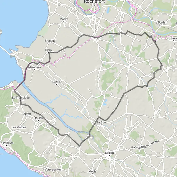 Map miniature of "Scenic Road Cycling Tour from La Tremblade to Chaillevette" cycling inspiration in Poitou-Charentes, France. Generated by Tarmacs.app cycling route planner