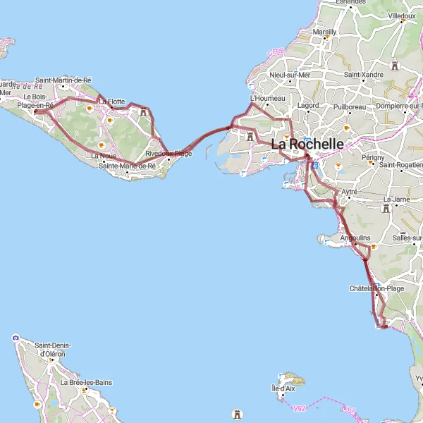 Map miniature of "Scenic Gravel Ride around Le Bois-Plage-en-Ré" cycling inspiration in Poitou-Charentes, France. Generated by Tarmacs.app cycling route planner