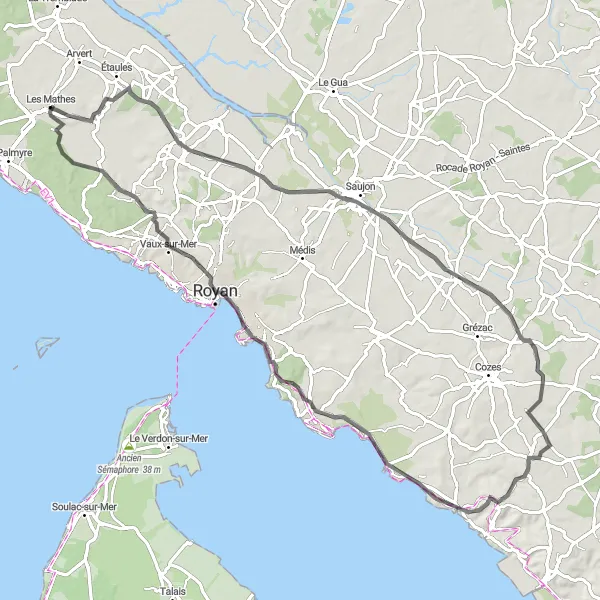 Map miniature of "Château Route" cycling inspiration in Poitou-Charentes, France. Generated by Tarmacs.app cycling route planner