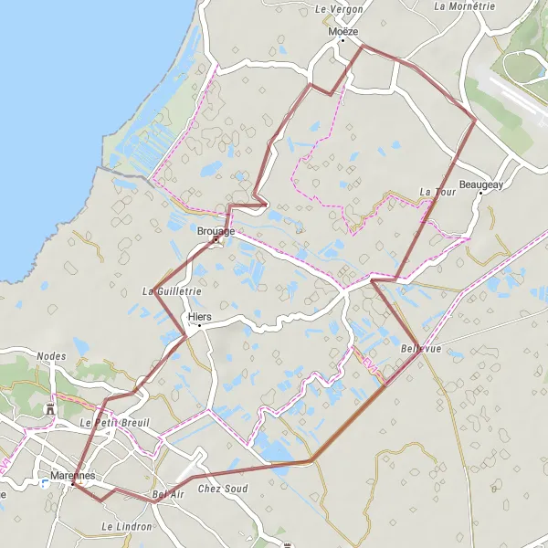 Map miniature of "Gravel Adventure" cycling inspiration in Poitou-Charentes, France. Generated by Tarmacs.app cycling route planner