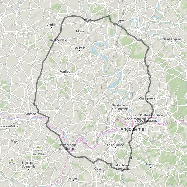 Map miniature of "Cultural and Scenic Route" cycling inspiration in Poitou-Charentes, France. Generated by Tarmacs.app cycling route planner