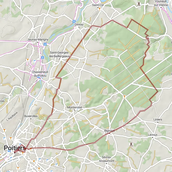 Map miniature of "Off the Beaten Path" cycling inspiration in Poitou-Charentes, France. Generated by Tarmacs.app cycling route planner