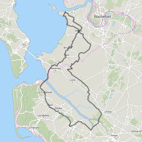 Map miniature of "Rural Routes and Historic Towns" cycling inspiration in Poitou-Charentes, France. Generated by Tarmacs.app cycling route planner