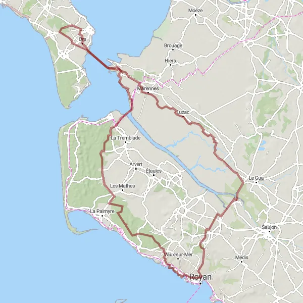 Map miniature of "Gravel Adventure" cycling inspiration in Poitou-Charentes, France. Generated by Tarmacs.app cycling route planner