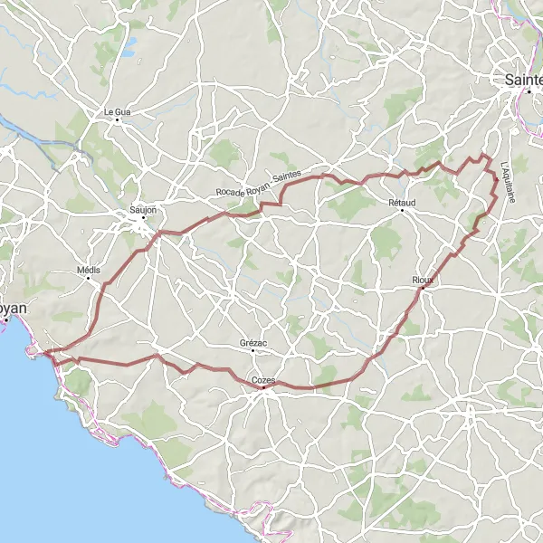 Map miniature of "Gravel Adventure in the Countryside" cycling inspiration in Poitou-Charentes, France. Generated by Tarmacs.app cycling route planner