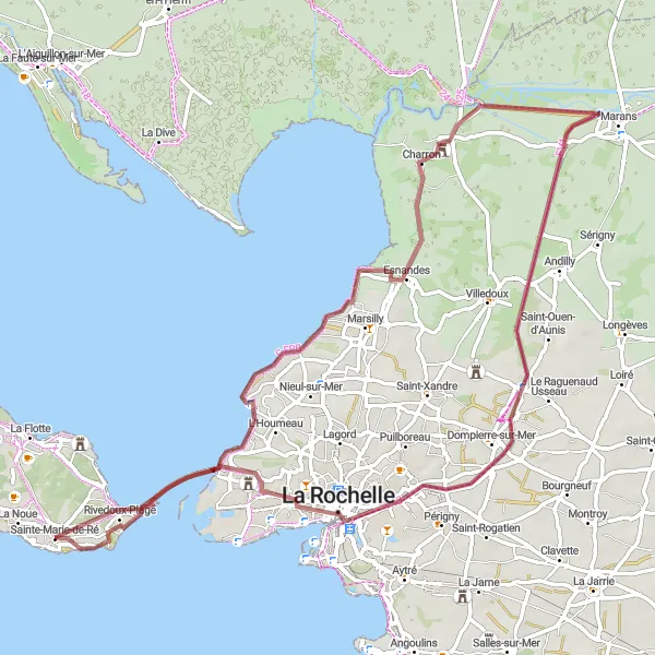 Map miniature of "Gravel Cycling Route: Exploring the Avenues of Sainte-Marie-de-Ré" cycling inspiration in Poitou-Charentes, France. Generated by Tarmacs.app cycling route planner