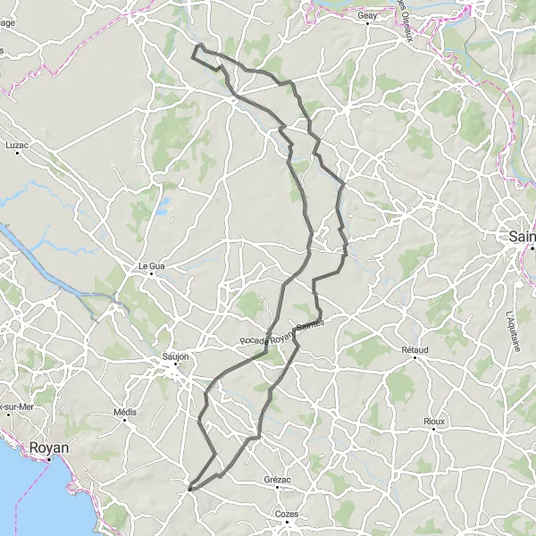 Map miniature of "Countryside Delights Loop" cycling inspiration in Poitou-Charentes, France. Generated by Tarmacs.app cycling route planner