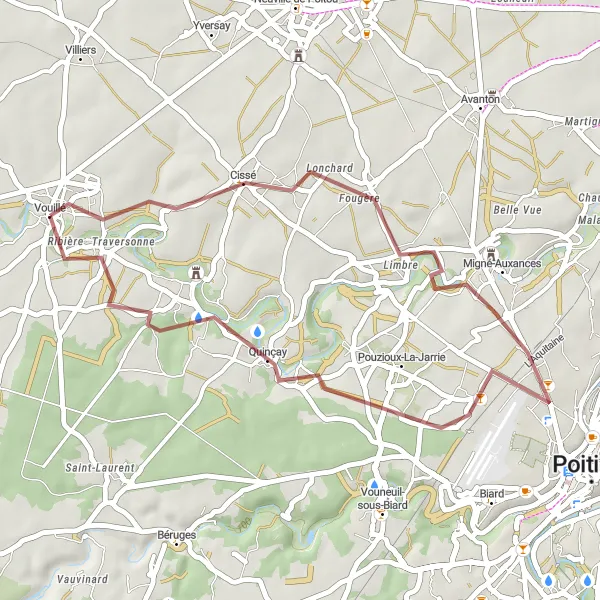 Map miniature of "Gravel Adventure" cycling inspiration in Poitou-Charentes, France. Generated by Tarmacs.app cycling route planner