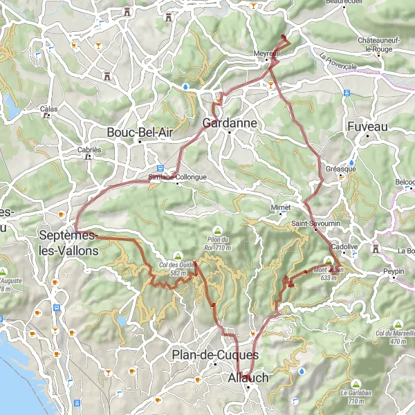 Miniatuurkaart van de fietsinspiratie "Verkenning van Septèmes-les-Vallons en omgeving" in Provence-Alpes-Côte d’Azur, France. Gemaakt door de Tarmacs.app fietsrouteplanner