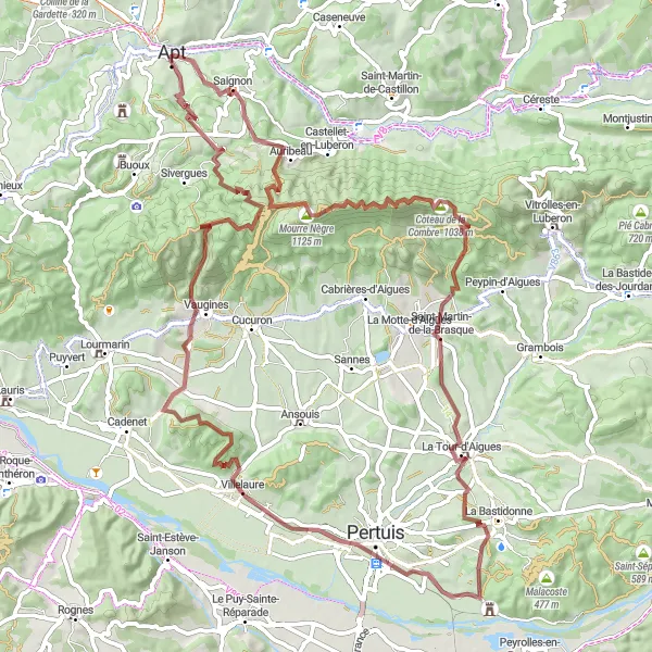 Karten-Miniaturansicht der Radinspiration "Gravel Route durch die Provence" in Provence-Alpes-Côte d’Azur, France. Erstellt vom Tarmacs.app-Routenplaner für Radtouren