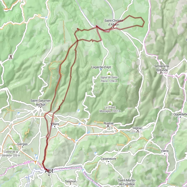 Karten-Miniaturansicht der Radinspiration "Gravel Route nach Saint-Christol d'Albion" in Provence-Alpes-Côte d’Azur, France. Erstellt vom Tarmacs.app-Routenplaner für Radtouren