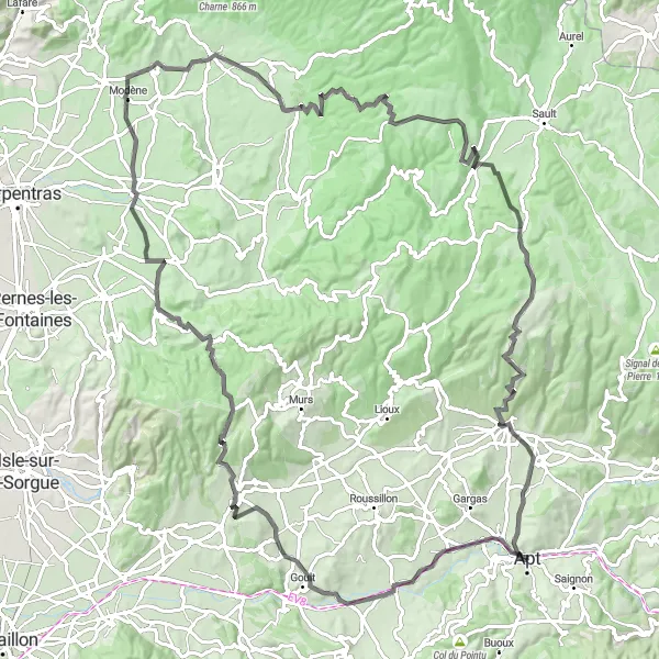 Karten-Miniaturansicht der Radinspiration "Gipfel und Panoramen entdecken" in Provence-Alpes-Côte d’Azur, France. Erstellt vom Tarmacs.app-Routenplaner für Radtouren
