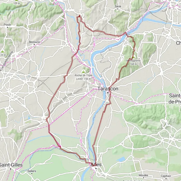 Mapa miniatúra "Gravelová cesta cez Les 2 lions a Thermes de Constantin" cyklistická inšpirácia v Provence-Alpes-Côte d’Azur, France. Vygenerované cyklistickým plánovačom trás Tarmacs.app