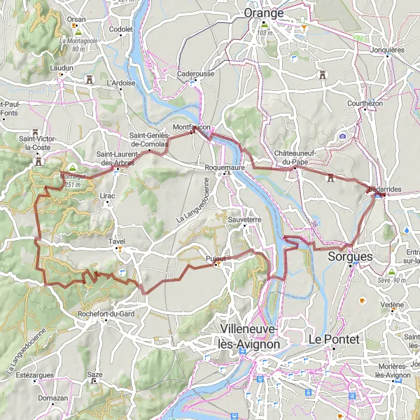 Map miniature of "The Gravel Escape" cycling inspiration in Provence-Alpes-Côte d’Azur, France. Generated by Tarmacs.app cycling route planner